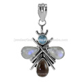 Latest Designer Rainbow Moonstone And Multi Gemstone 925 Solid Silver Pendant